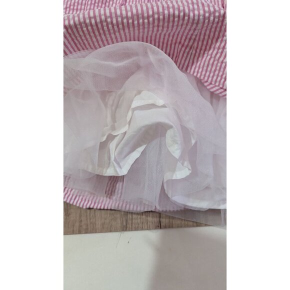 Crown & Ivy Kids 4T Pink & White Striped Cotton Dress With Bow & Button Back - Picture 7 of 8